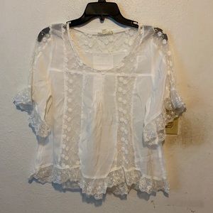 Alythea White Lace & Embroidered Blouse (L)